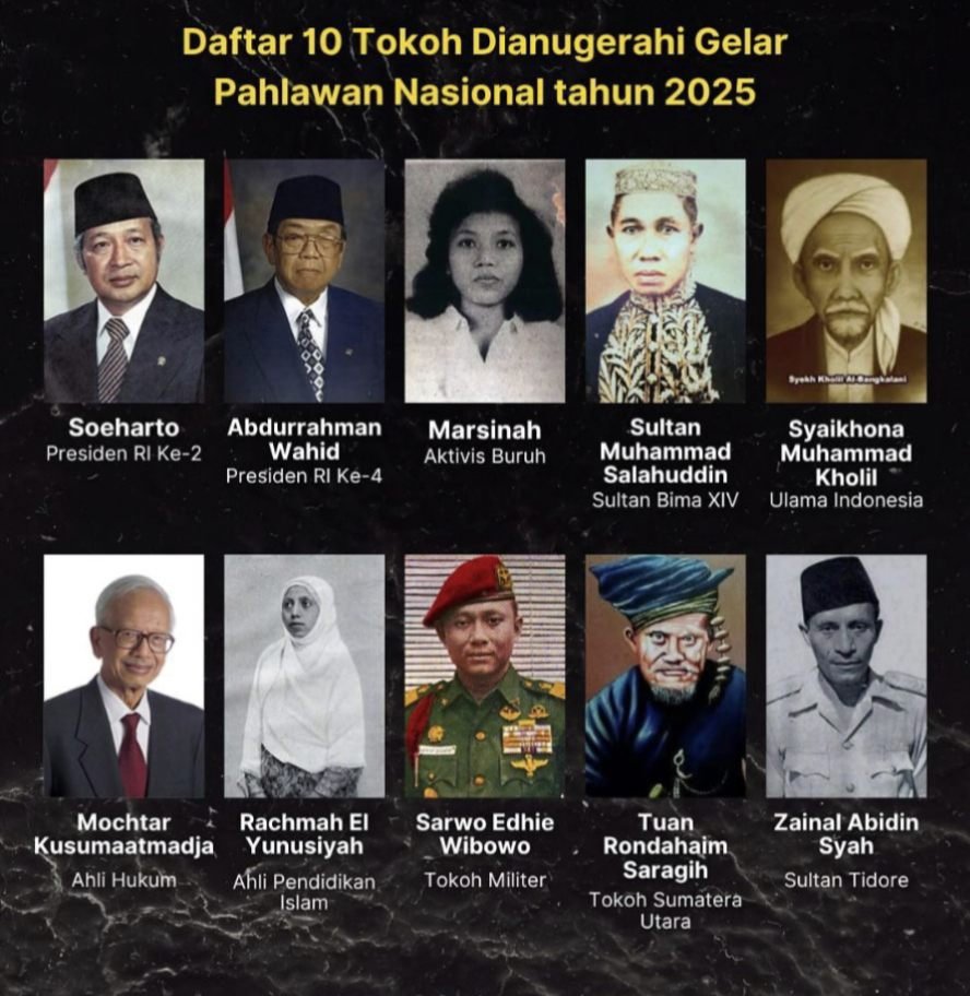 Mengenal 10 Pahlawan Nasional Baru Indonesia Tahun 2025