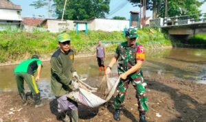 Babinsa Wonokoyo antisipasi banjir Antisipasi Banjir Babinsa Wonokoyo dan Warga Gotong Royong Bersihkan Sampah di Kalianyar