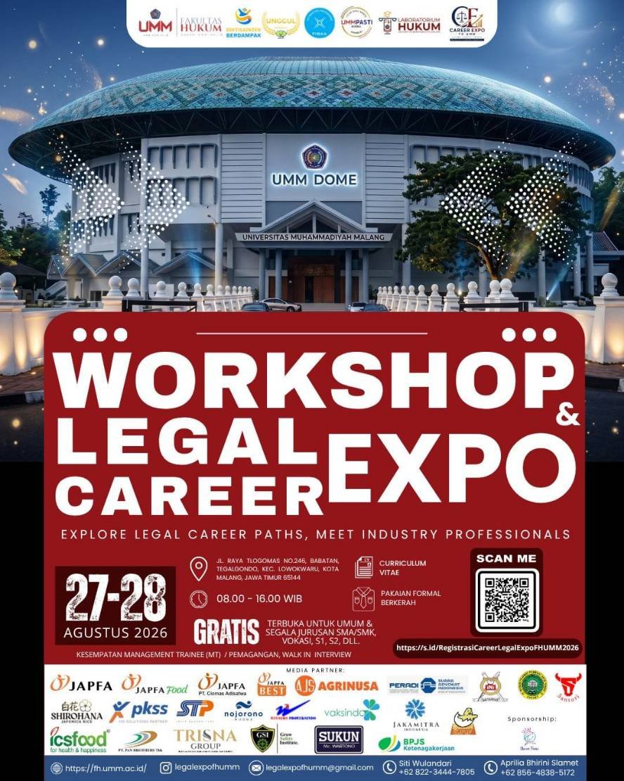 FH UMM Legal Career Expo 2026 Buka Akses Karier, Magang, hingga Rekrutmen Lintas Disiplin