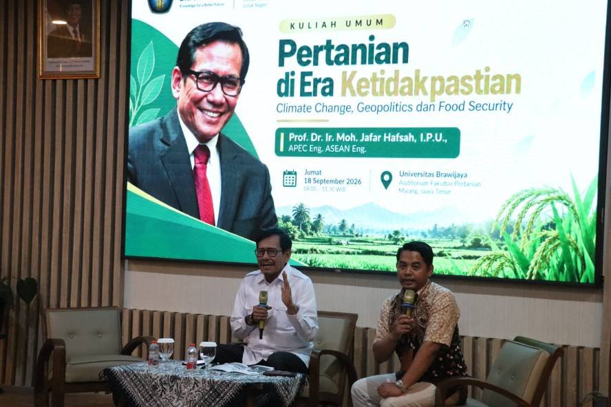 Mohammad Jafar Hafsah Kuliah Umum FBiPK UB; Bahas Masa Depan Pertanian di Tengah Perubahan Iklim dan Geopolitik